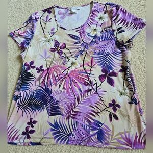 🌈TanJay Sequinned Short Sleeve Tropical Floralcore Top